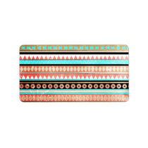 aztec, trendy, cool, illustration, vintage, funny, modern, geometric, pattern, abstract, cute, tribal, chevron, teal, coral, mayan, labels, Etiqueta com design gráfico personalizado