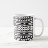 Trendy Aztec Tribal Print Geometric Pattern(Black) Classic White Coffee Mug
