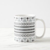 Trendy Aztec Tribal Print Geometric Pattern Gray Classic White Coffee Mug