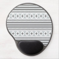 Trendy Aztec Tribal Print Geometric Pattern Gray Gel Mouse Pad