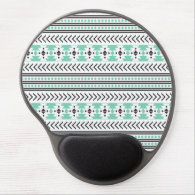 Trendy Aztec Tribal Print Geometric Pattern Green Gel Mouse Pad