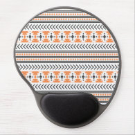 Trendy Aztec Tribal Print Geometric Pattern Orange Gel Mouse Pad