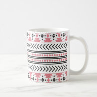 Trendy Aztec Tribal Print Geometric Pattern Pink Classic White Coffee Mug