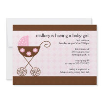 Trendy Baby Girl Carriage Baby Shower Invitation by celebrateitinvites Trendy Baby Girl Carriage Baby Shower Invitation