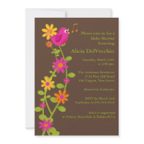 Trendy Bird & Flowers Baby Shower Invitation by celebrateitinvites Trendy Bird & Flowers Baby Shower Invitation