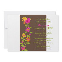Trendy Bird & Flowers Birthday Invitation by celebrateitinvites Trendy Bird & Flowers Birthday Invitation