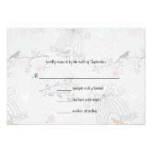 Trendy Birdcages And FlowersWedding Response Card