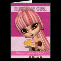 Trendy Birthday Girl Greeting Card Teenager With C cards