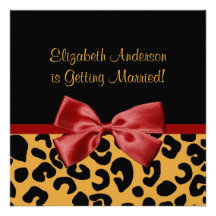 Trendy Black And Gold Leopard Print Bridal Shower Custom Announcement