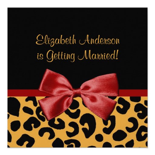 Trendy Black And Gold Leopard Print Bridal Shower Custom Announcement