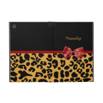 Trendy Black And Gold Leopard Print Red Ribbon powis icase