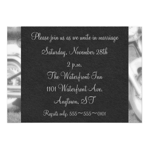 Trendy Black and White Biker Wedding Invitation