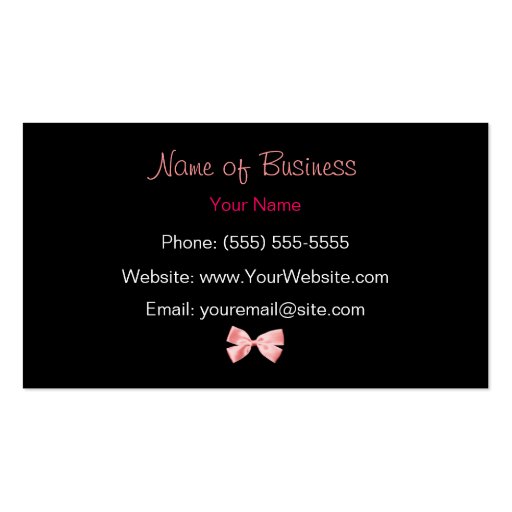 Trendy Black And White Leopard Print Pink Ribbon Business Card Template (back side)