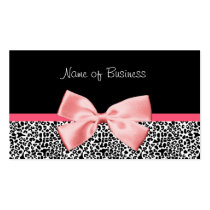Trendy Black And White Leopard Print Pink Ribbon business cards