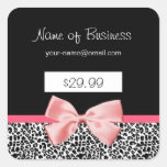 Trendy Black And White Leopard Print Price Tags Stickers