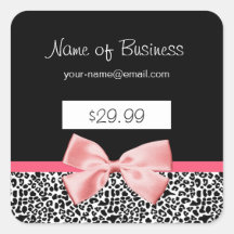 Trendy Black And White Leopard Print Price Tags Stickers