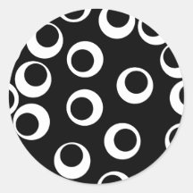 Trendy black and white retro design. Custom Round Stickers