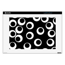 Trendy black and white retro design. 15" laptop skins