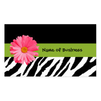 Trendy Black And White Zebra Print Pink Daisy business cards