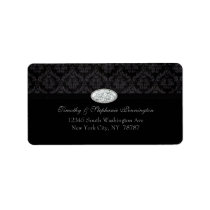 Trendy black damask diamond avery address label