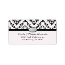 Trendy black damask diamond avery address label