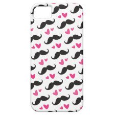 Trendy black mustache pattern with pink hearts mustache iPhone cases