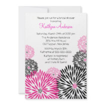 Trendy Black/Pink Flower Bridal Shower Invitation by celebrateitinvites Trendy Black/Pink Flower Bridal Shower Invitation