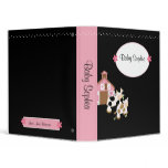 Trendy Black, Pink, White Baby Moo Cow Baby Book 3 Ring Binder