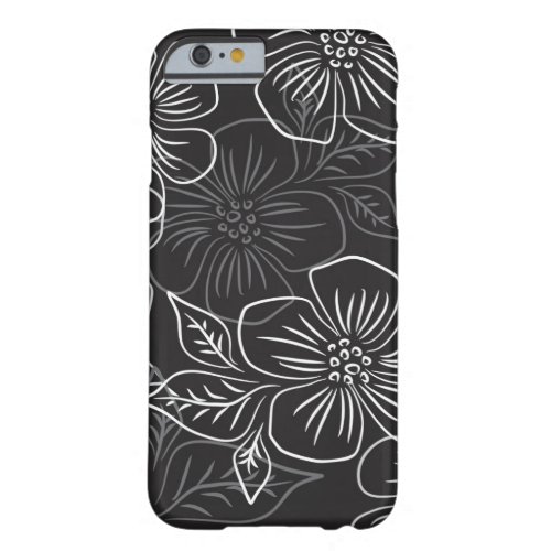 Trendy Black White Big Bold Floral Pattern Barely There iPhone 6 Case