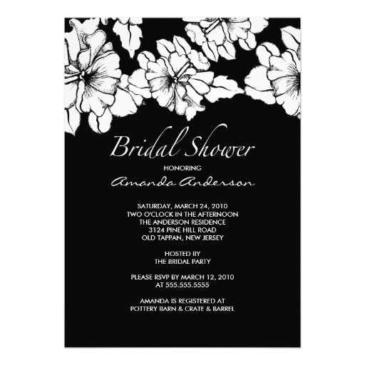 Trendy Black & White Floral Bridal Shower Invite