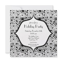 Trendy Black & White Holiday Party Invitation
