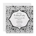 Trendy Black &amp; White Holiday Party Invitation