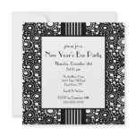 Trendy Black & White New Year's Eve Invitation