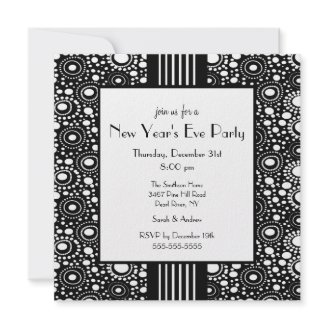 Trendy Black & White New Year's Eve Invitation