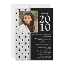 Trendy Black & White Photo Graduation Invitation
