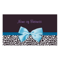 Trendy Blue And Purple Leopard Print With Ribbon business cards