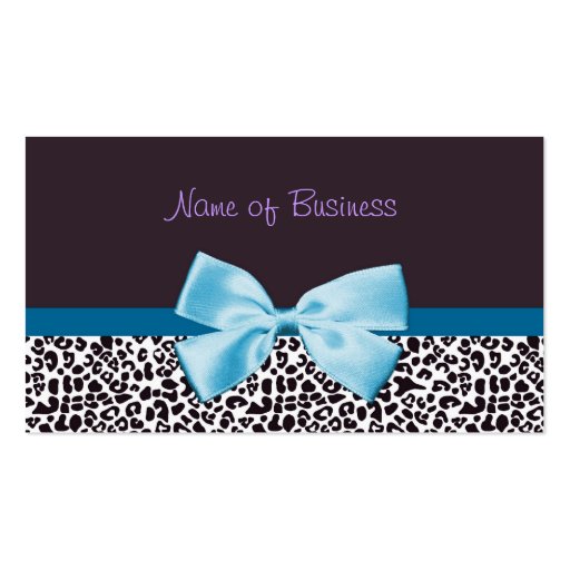 Trendy Blue And Purple Leopard Print With Ribbon Business Cards