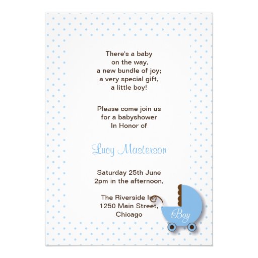 Trendy Blue & Brown  Boy Baby shower Invitations