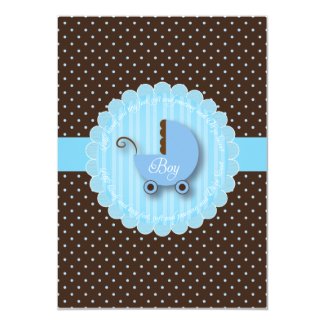 Trendy Blue & Brown Boy Baby shower Invitations
