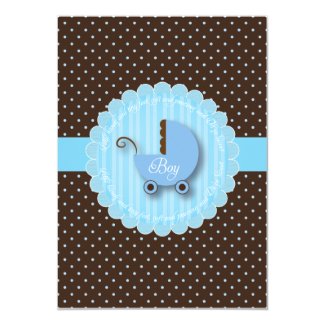 Trendy Blue & Brown Boy Baby shower Invitations