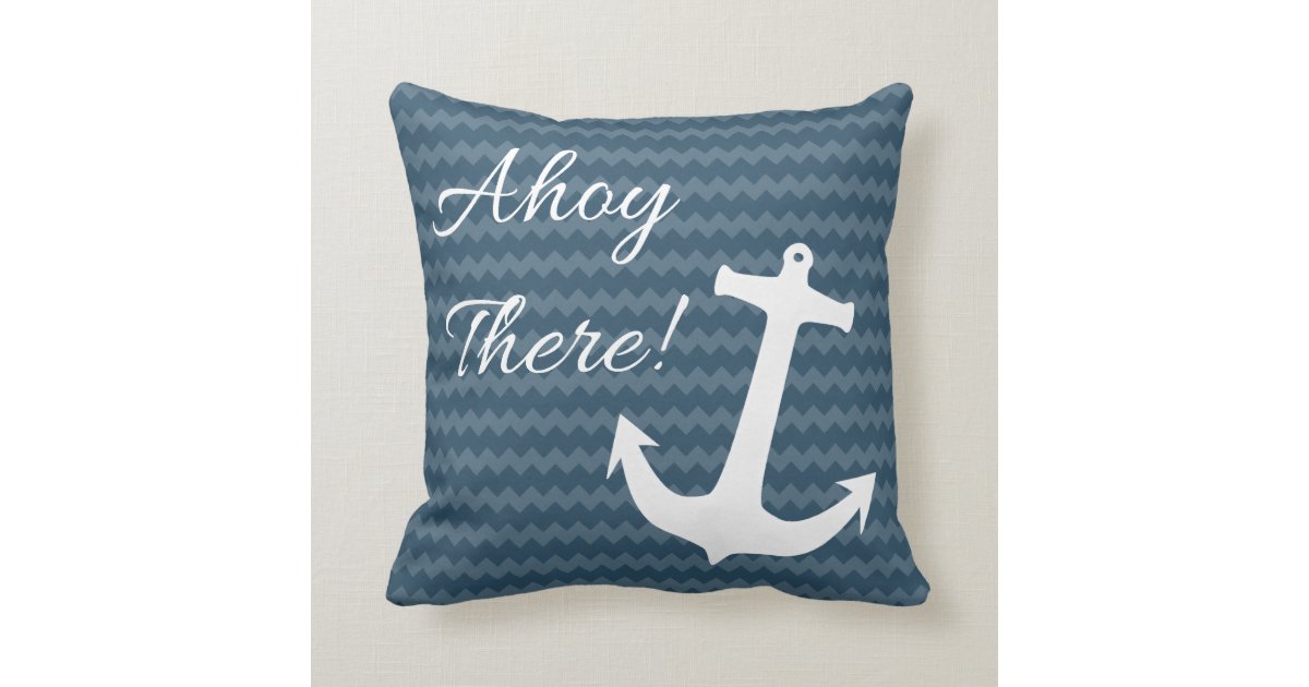Trendy Blue Chevron Blue Anchor Pillow Zazzle