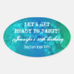 Trendy Blue Green Bokeh Party Sticker