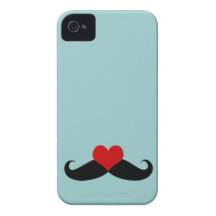 Trendy Blue I love Mustaches iPhone Case iPhone 4 Cover