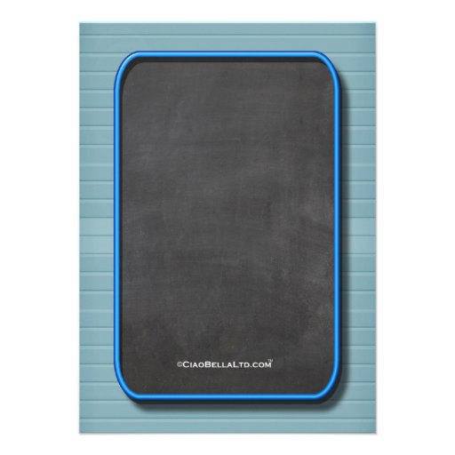 Trendy Blue Neon Chalkboard Birthday Party Invite