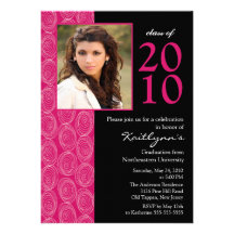 Trendy Blue & Pink Photo Graduation Invitation