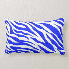 Trendy Blue White Zebra Stripes Wild Animal Prints Throw Pillows