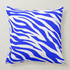 Trendy Blue White Zebra Stripes Wild Animal Prints Pillow