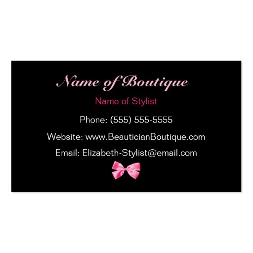 Trendy Boutique Pink And Black Leopard Pink Ribbon Business Card (back side)