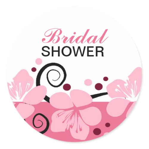 Trendy Bridal Shower Pink Flowers Sticker
