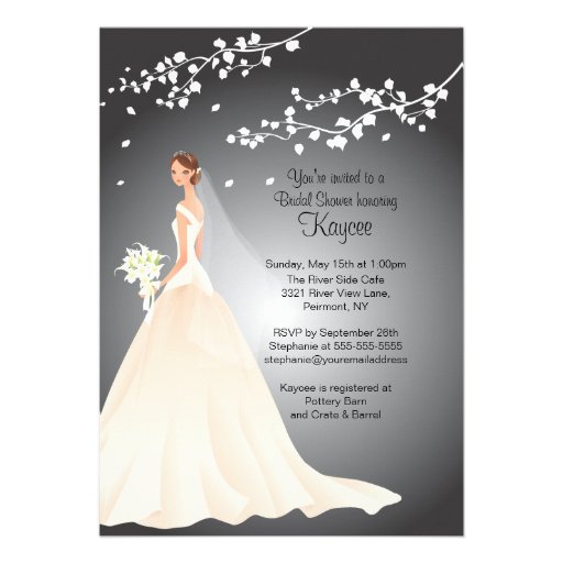 Trendy Bride Black & Grey Bridal Shower Invite